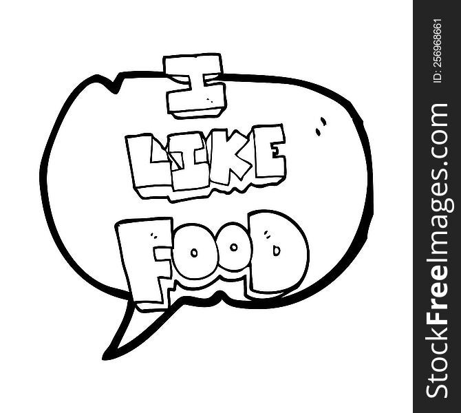freehand drawn speech bubble cartoon i like food symbol