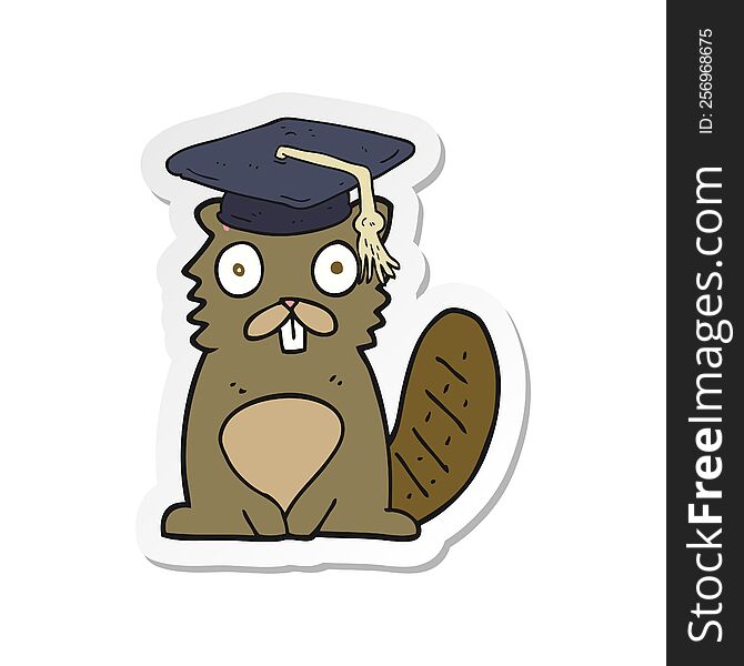 sticker of a cartoon beaver graduate