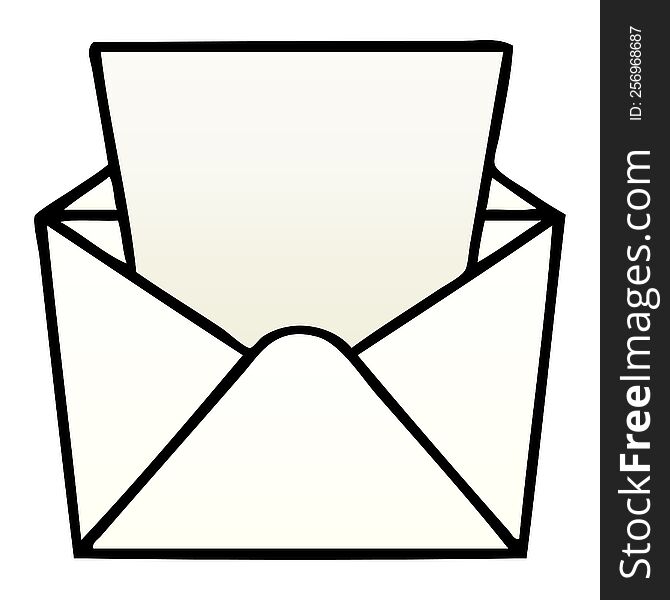 Quirky Gradient Shaded Cartoon Letter And Envelope