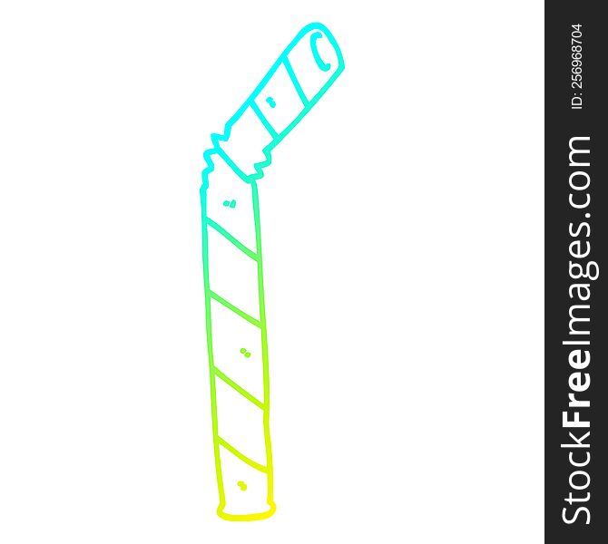 cold gradient line drawing of a cartoon straw