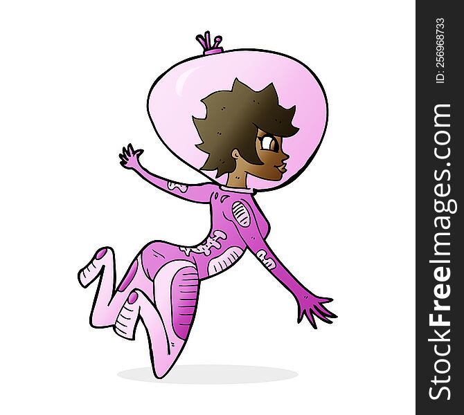 cartoon space woman