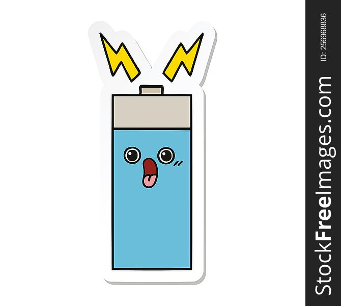 Sticker Of A Cute Cartoon Battery