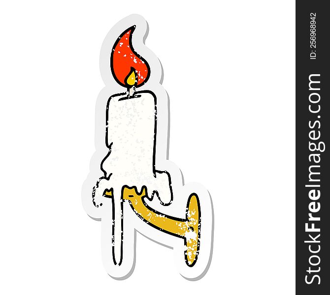 hand drawn distressed sticker cartoon doodle of a candle stick