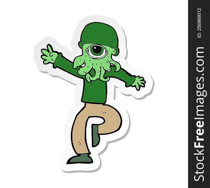 Sticker Of A Cartoon Alien Monster Man