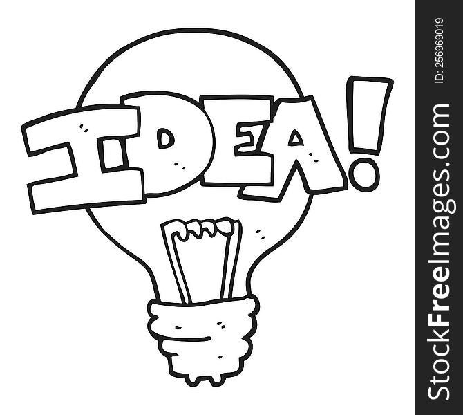 Black And White Cartoon Idea Light Bulb Symbol