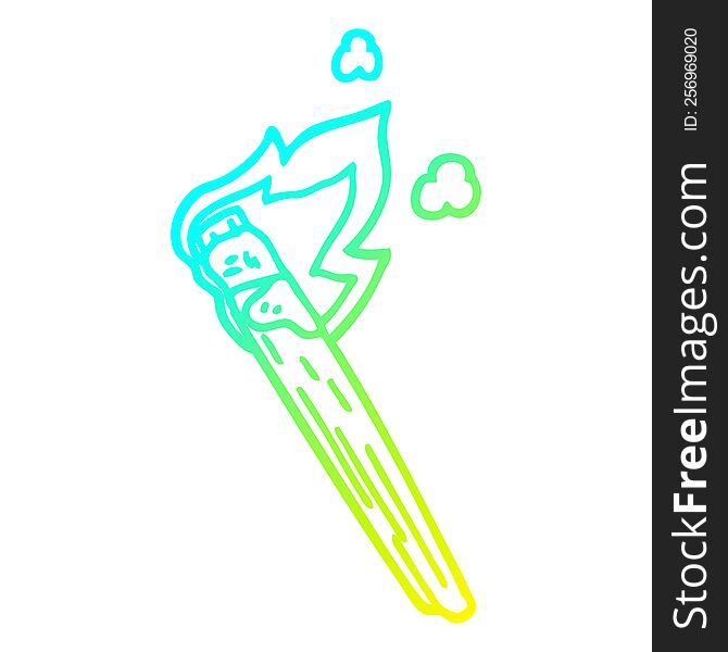 cold gradient line drawing of a cartoon burning torch brand
