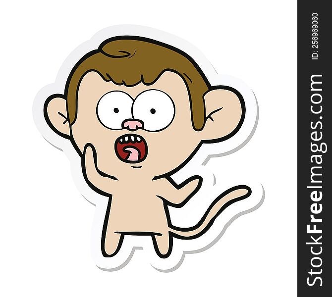 sticker of a cartoon shocked monkey