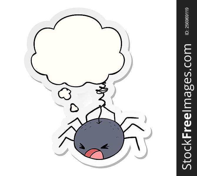 Cartoon Spider And Thought Bubble As A Printed Sticker