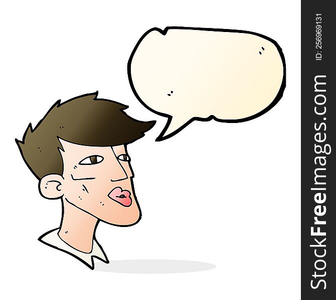 cartoon male model guy with speech bubble