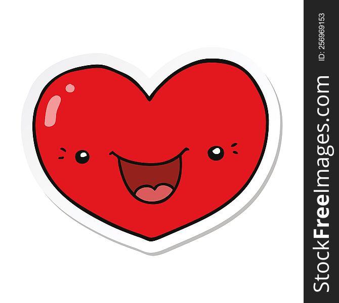 Sticker Of A Cartoon Love Heart Character