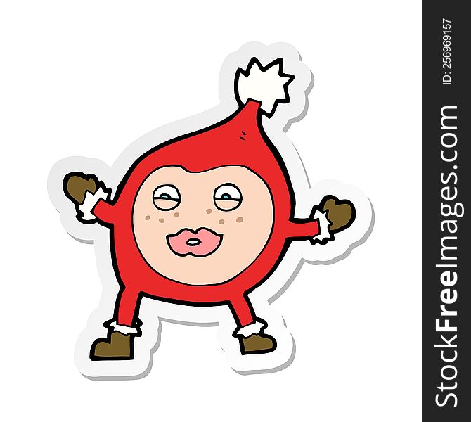 Sticker Of A Cartoon Funny Christmas Creature