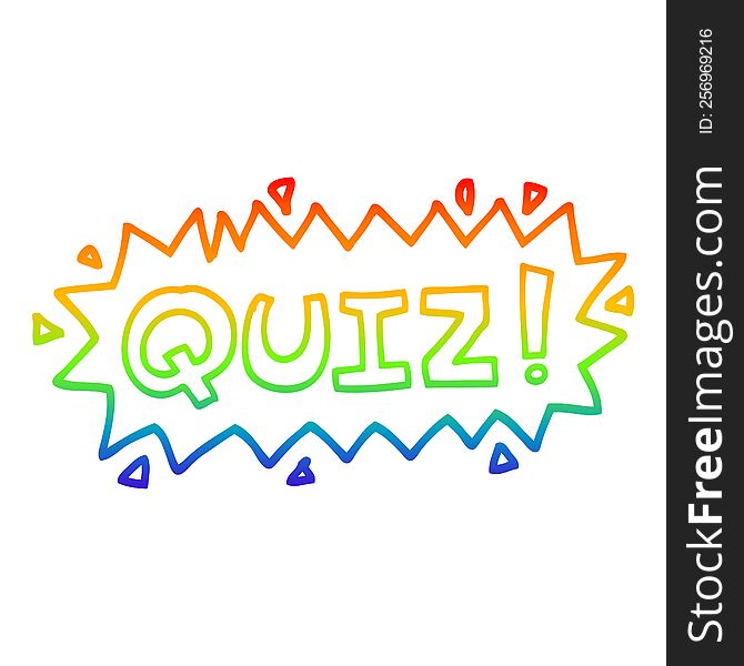 rainbow gradient line drawing of a cartoon quiz symbol