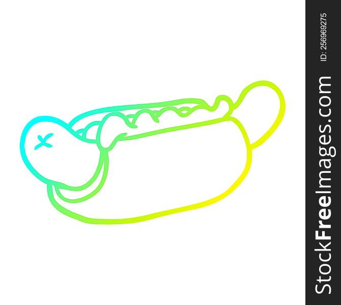 cold gradient line drawing of a fresh tasty hot dog