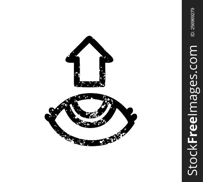 eye looking up distressed icon symbol