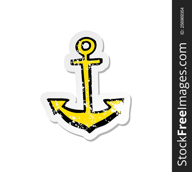 retro distressed sticker of a cartoon anchor symbol