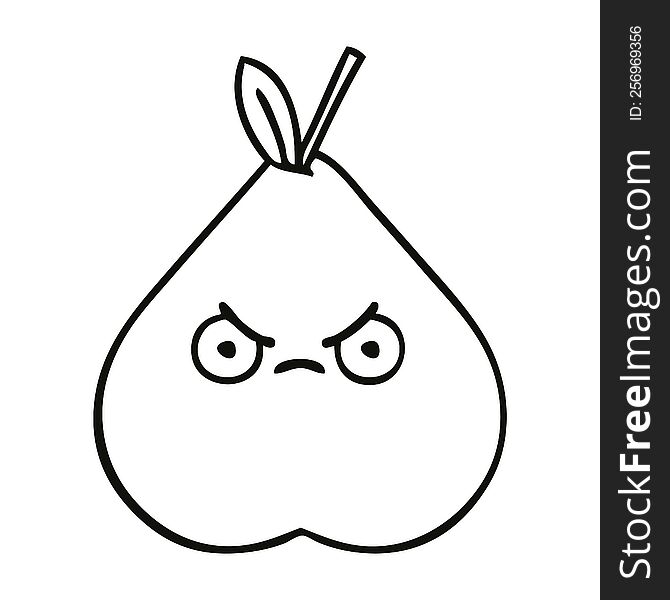 Line Drawing Cartoon Angry Pear