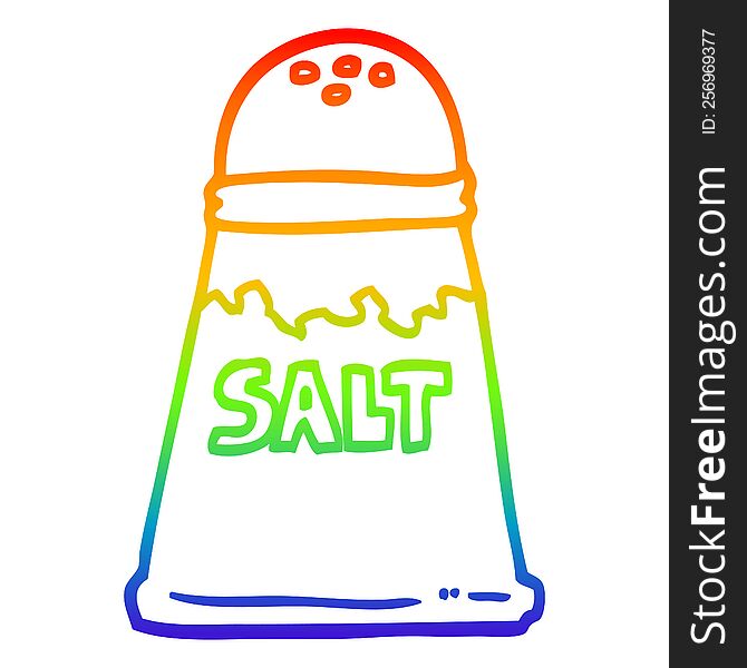 rainbow gradient line drawing of a cartoon salt shaker