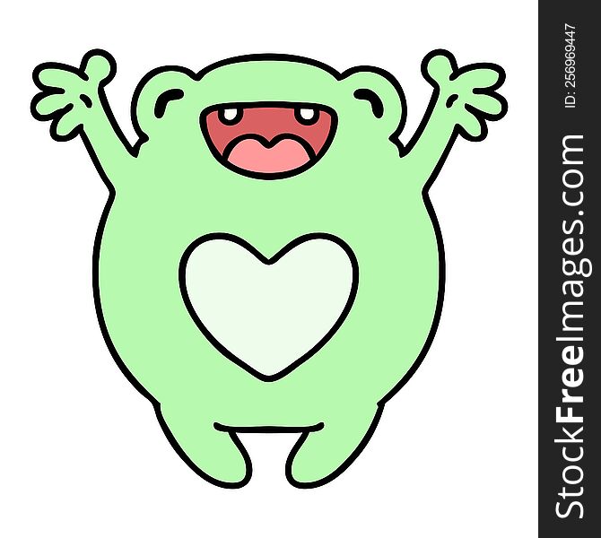 cartoon of a happy frog in love