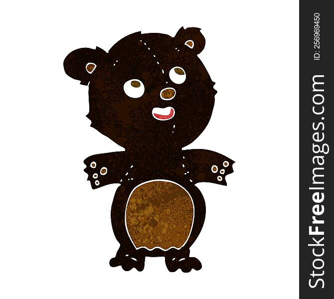 cartoon happy little black bear