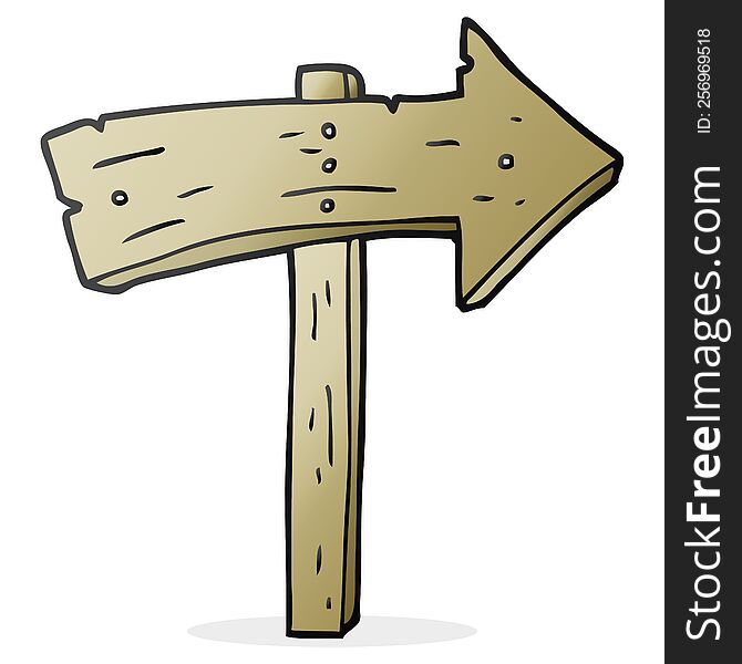 Cartoon Wooden Direction Arrow
