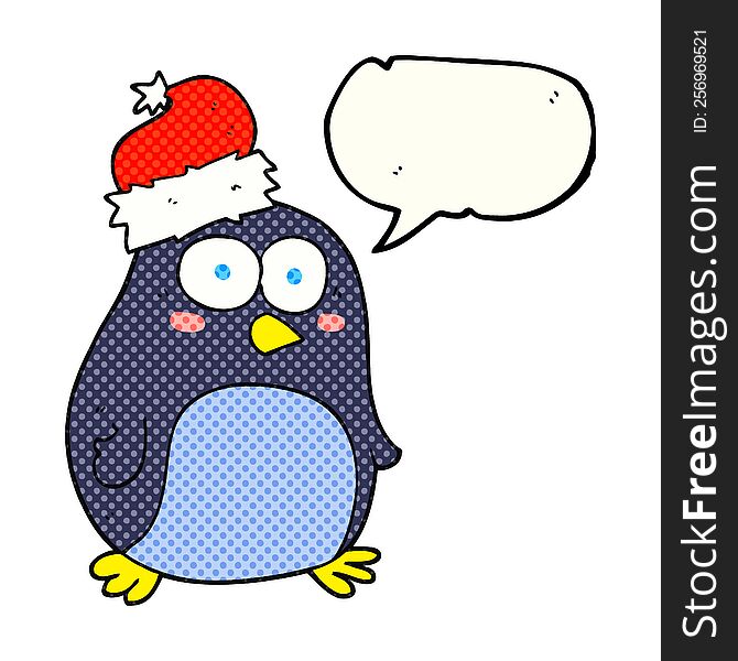 Comic Book Speech Bubble Cartoon Penguin