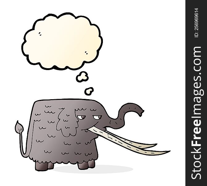 Cartoon Woolly Mammoth With Thought Bubble