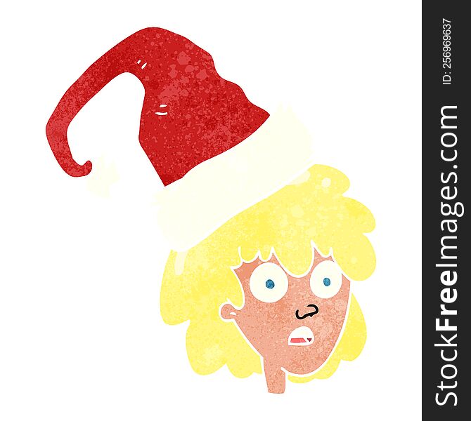 Retro Cartoon Woman With Santa Hat