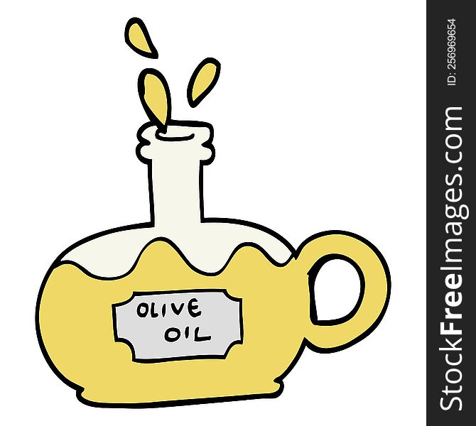 Hand Drawn Doodle Style Cartoon Bottle Of Oilve Oil