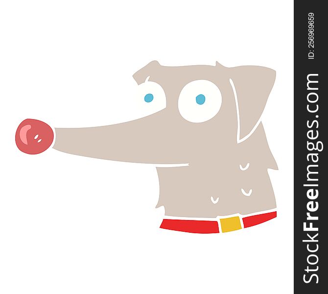 Flat Color Illustration Of A Cartoon Dog With Collar