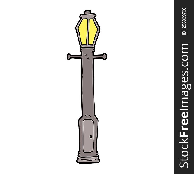 hand drawn doodle style cartoon lamp post