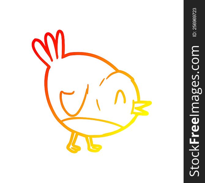 warm gradient line drawing cartoon robin bird