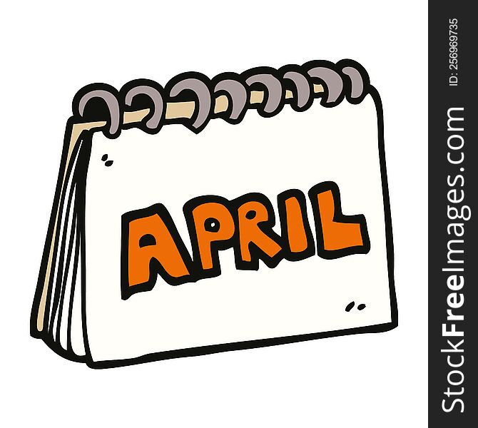 cartoon doodle calendar showing month of april