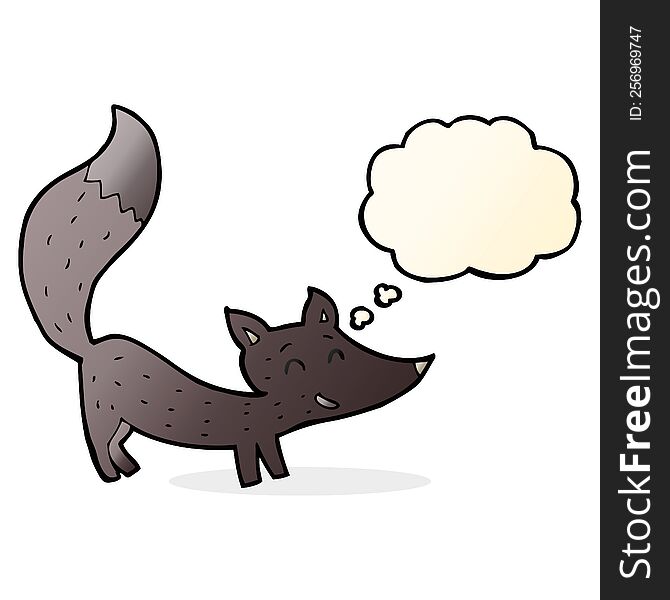 Cartoon Little Wolf Cub With Thought Bubble