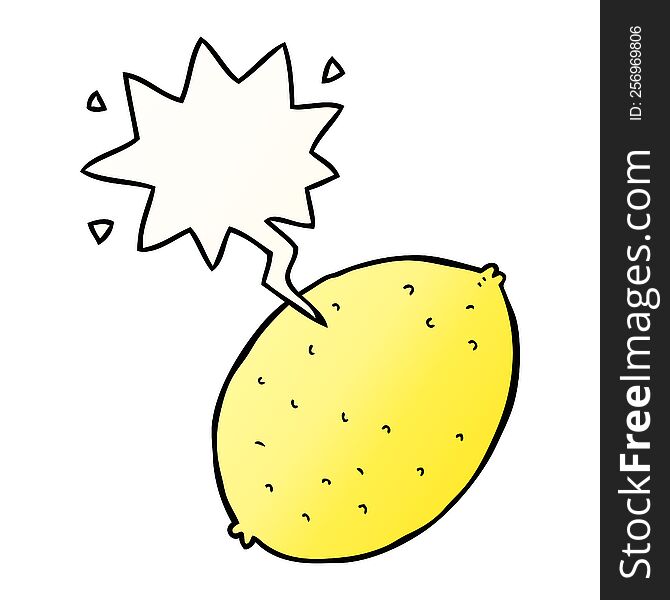 Cartoon Lemon And Speech Bubble In Smooth Gradient Style