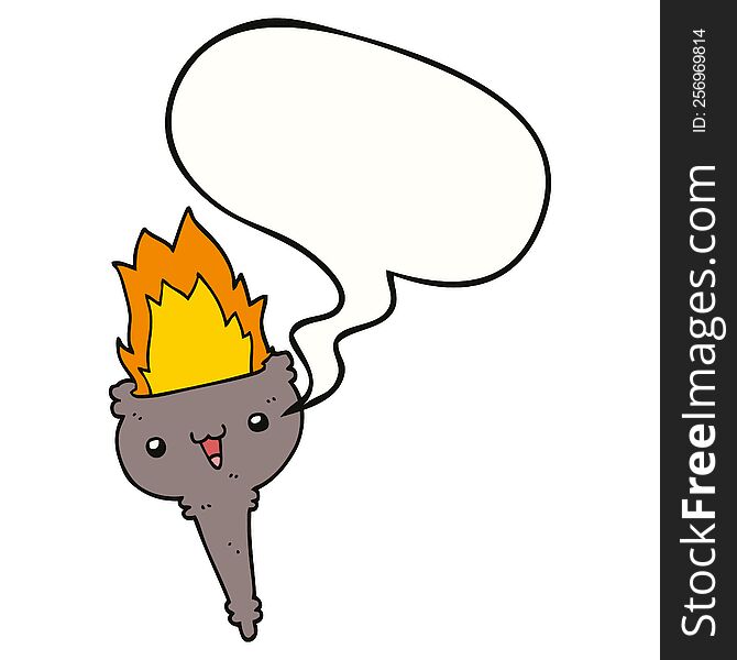 Cartoon Flaming Chalice And Speech Bubble