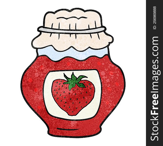 freehand textured cartoon jar of strawberry jam