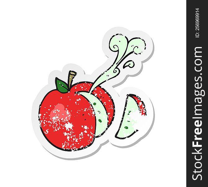 retro distressed sticker of a cartoon sliced apple