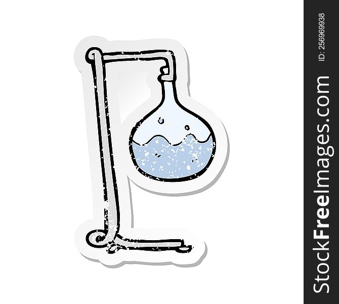 retro distressed sticker of a cartoon science experiment