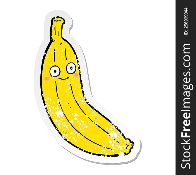 Distressed Sticker Of A Cartoon Banana