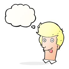 Cartoon Man With Tongue Hanging Out With Thought Bubble Royalty Free Stock Images