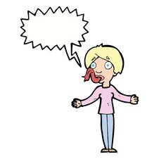 Cartoon Woman Telling Lies With Speech Bubble Royalty Free Stock Photo