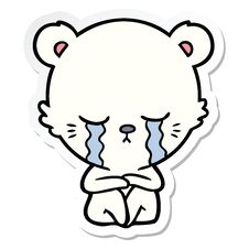 Sticker Of A Crying Cartoon Polarbear Royalty Free Stock Photo