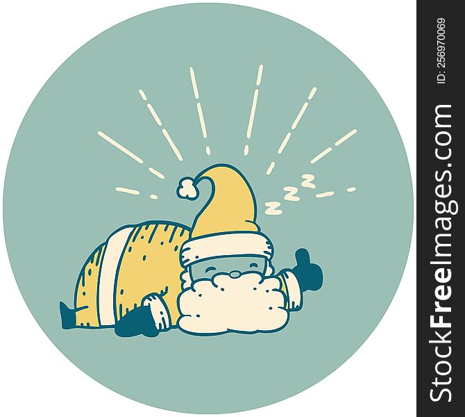 Icon Of Tattoo Style Santa Claus Christmas Character Sleeping