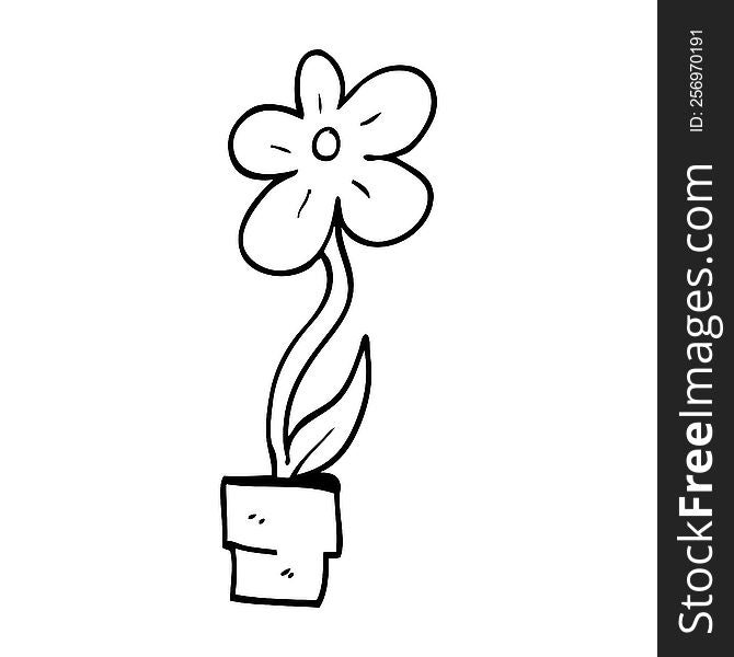 line drawing cartoon flower pot