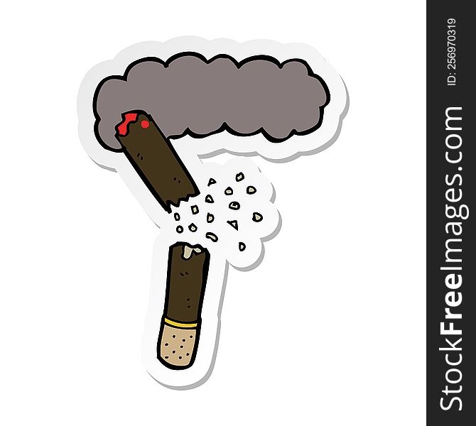 sticker of a cartoon broken cigar