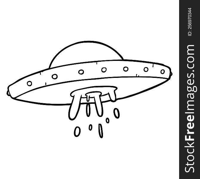 line drawing of a flying UFO. line drawing of a flying UFO