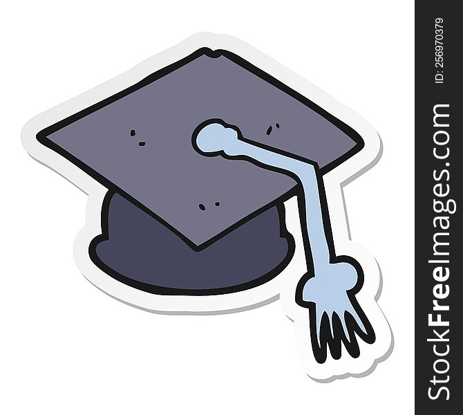 sticker of a cartoon graduation cap