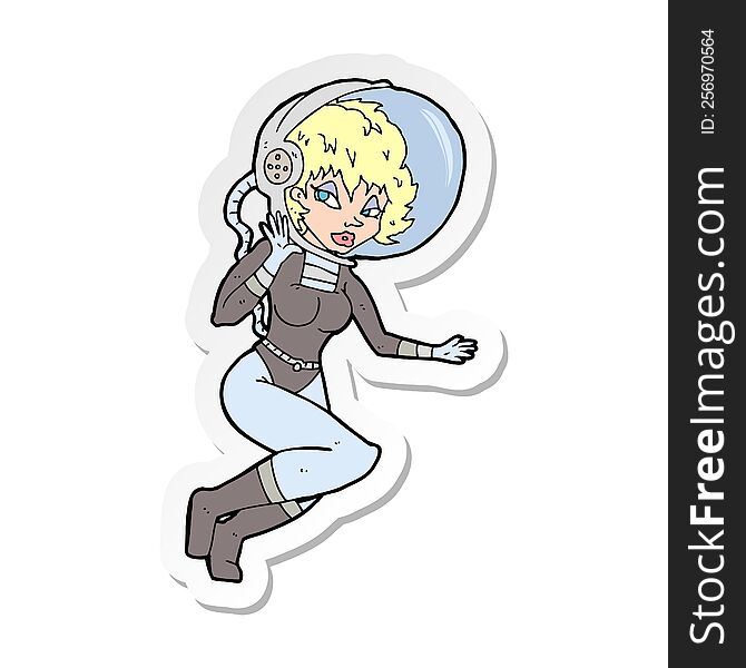 sticker of a cartoon space woman