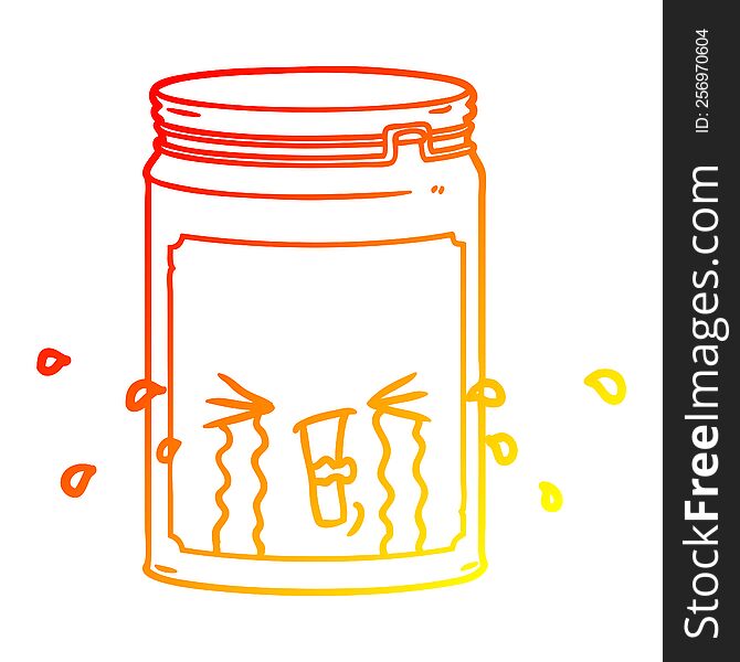 warm gradient line drawing of a cartoon glass jar