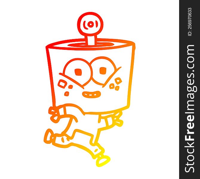 Warm Gradient Line Drawing Happy Cartoon Robot Running
